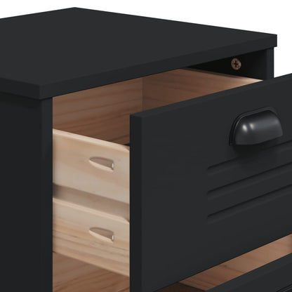 Sleek Black VIKEN Bedside Cabinet in Engineered Wood