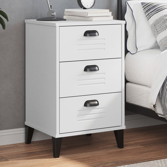 VIKEN White Bedside Cabinet, Engineered Wood, Modern Design