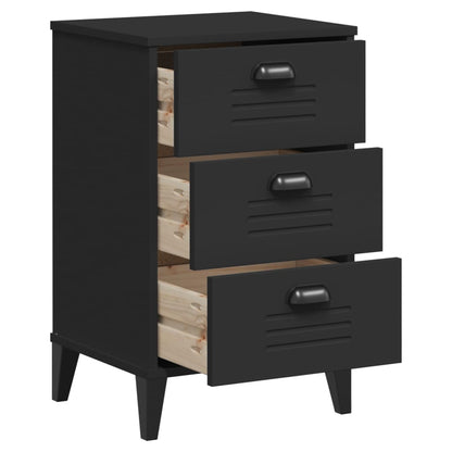 VIKEN Black Bedside Cabinet - Sleek Engineered Wood Design