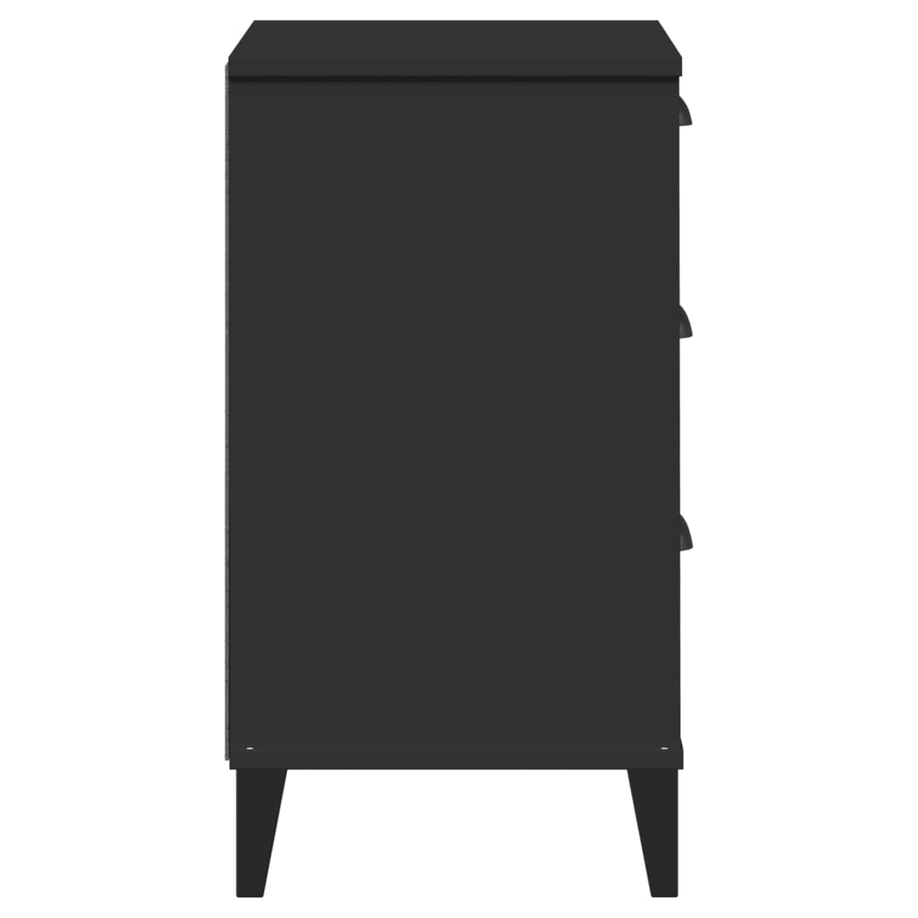 VIKEN Black Bedside Cabinet - Sleek Engineered Wood Design