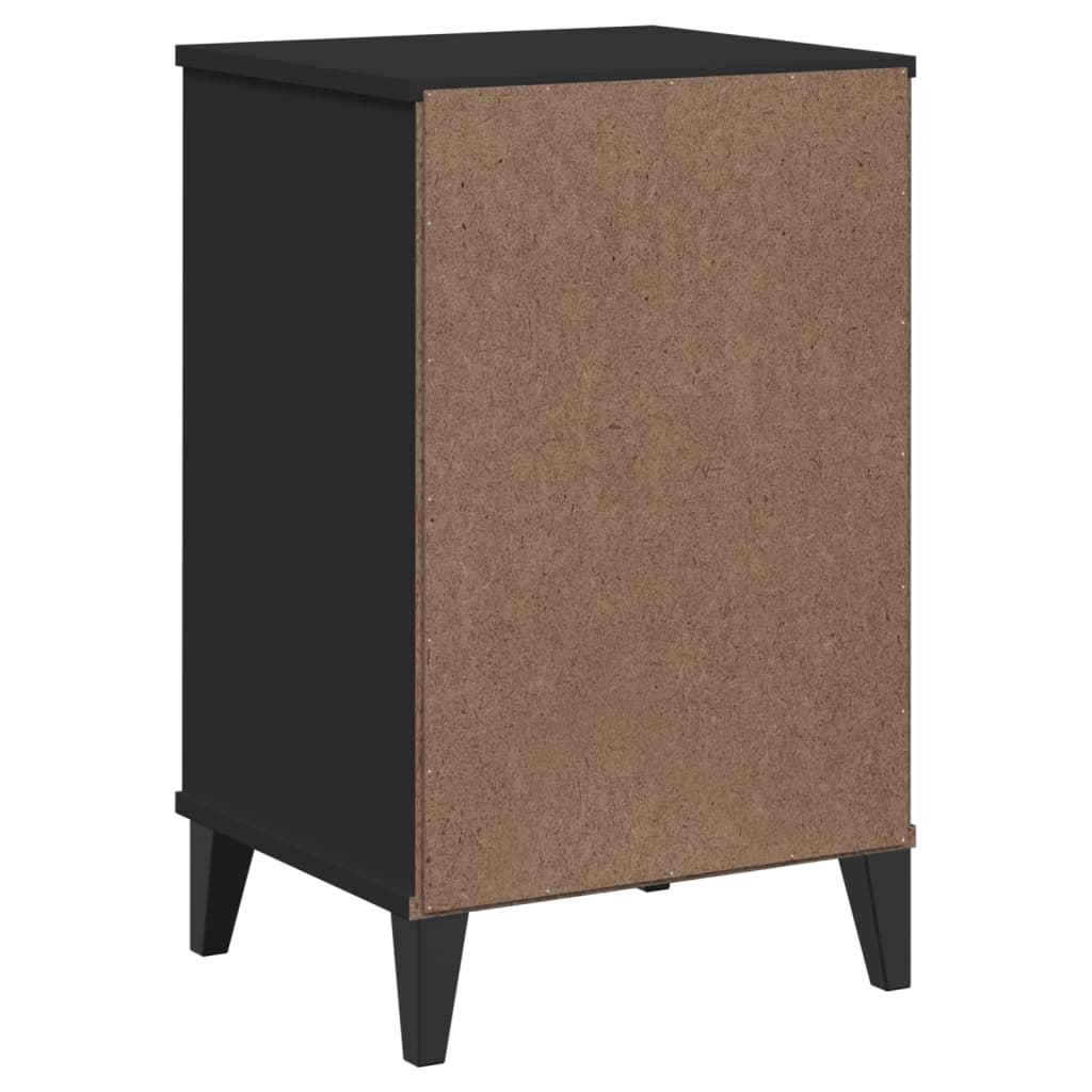 VIKEN Black Bedside Cabinet - Sleek Engineered Wood Design