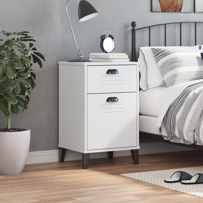 VIKEN White Engineered Wood Bedside Cabinet - Modern & Stylish