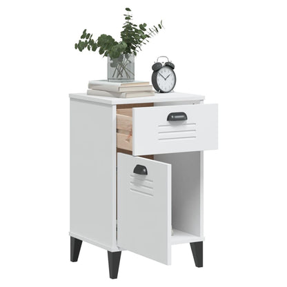 VIKEN White Engineered Wood Bedside Cabinet - Modern & Stylish