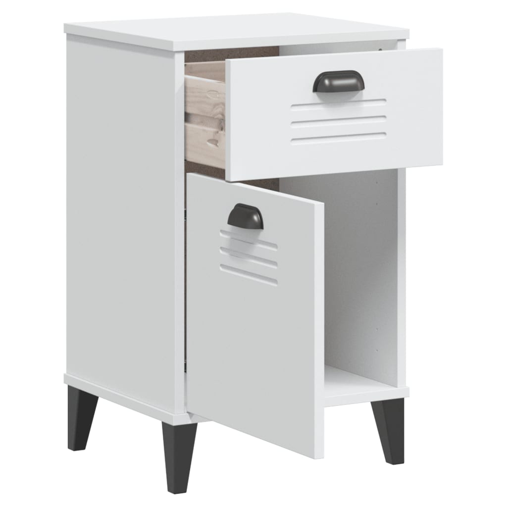 VIKEN White Engineered Wood Bedside Cabinet - Modern & Stylish