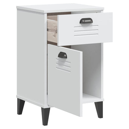 VIKEN White Engineered Wood Bedside Cabinet - Modern & Stylish