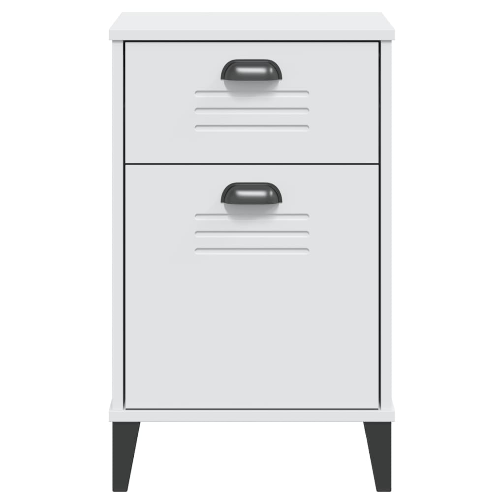 VIKEN White Engineered Wood Bedside Cabinet - Modern & Stylish