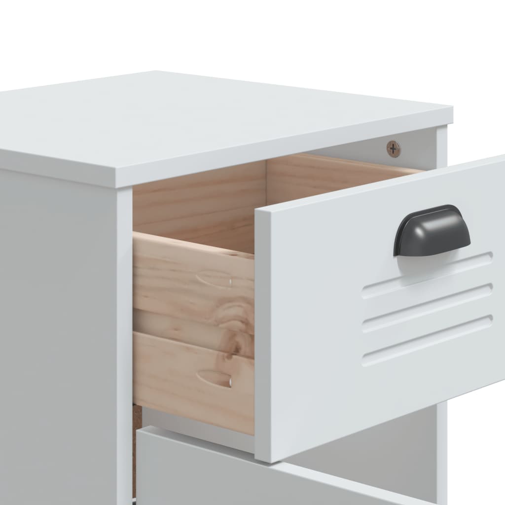 VIKEN White Engineered Wood Bedside Cabinet - Modern & Stylish