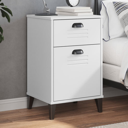 VIKEN White Engineered Wood Bedside Cabinet - Modern & Stylish