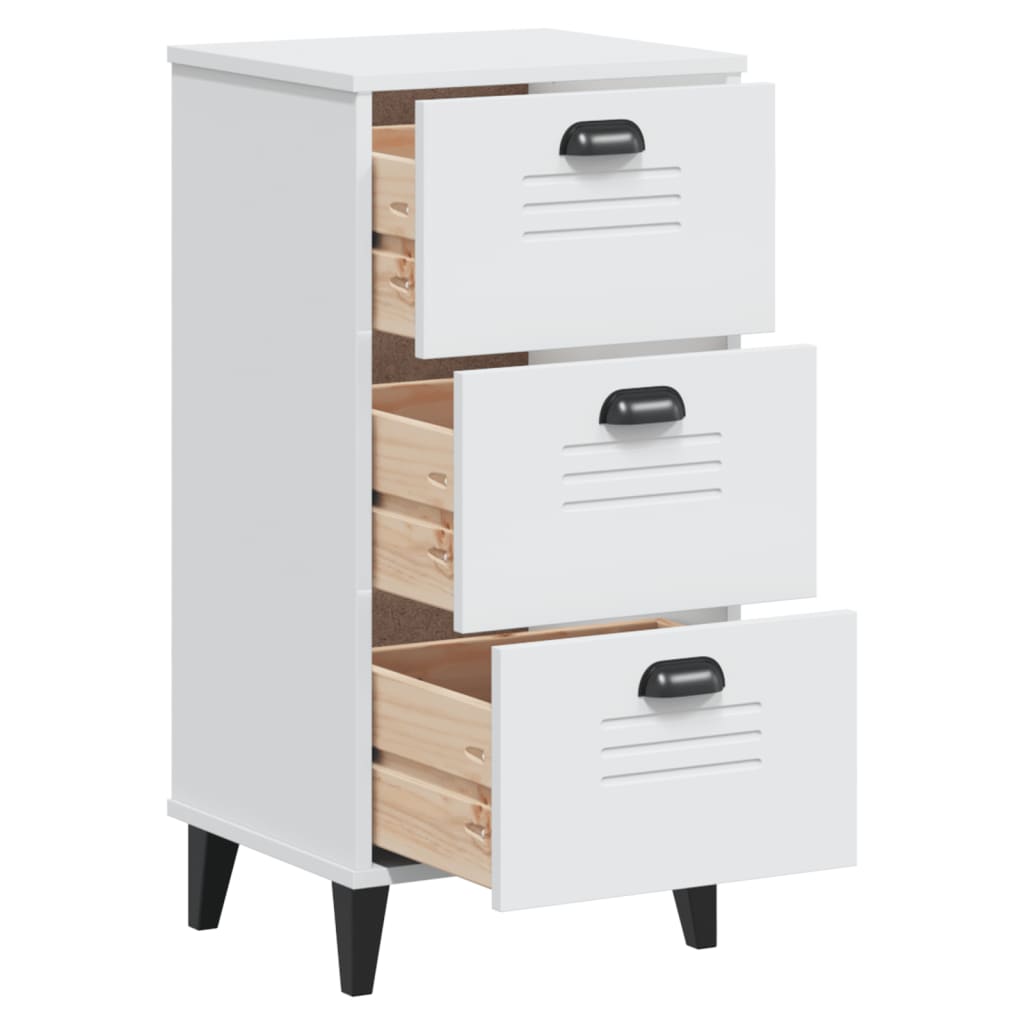VIKEN White Bedside Cabinet - Elegant Engineered Wood Storage