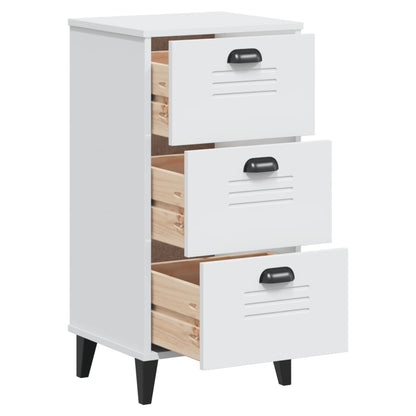 VIKEN White Bedside Cabinet - Elegant Engineered Wood Storage
