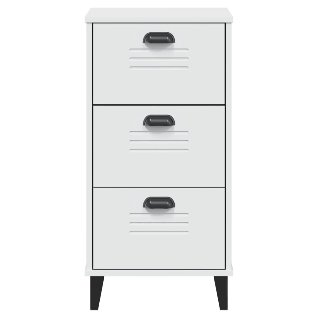 VIKEN White Bedside Cabinet - Elegant Engineered Wood Storage