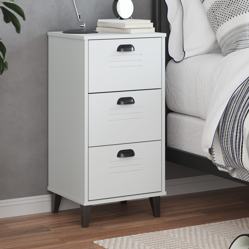 VIKEN White Bedside Cabinet - Elegant Engineered Wood Storage