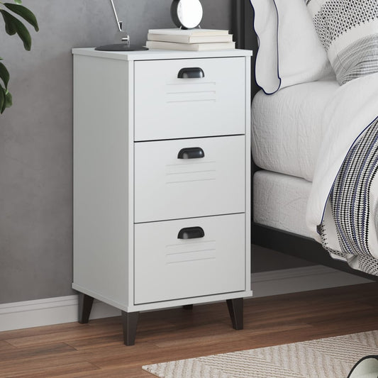 VIKEN White Bedside Cabinet - Elegant Engineered Wood Storage