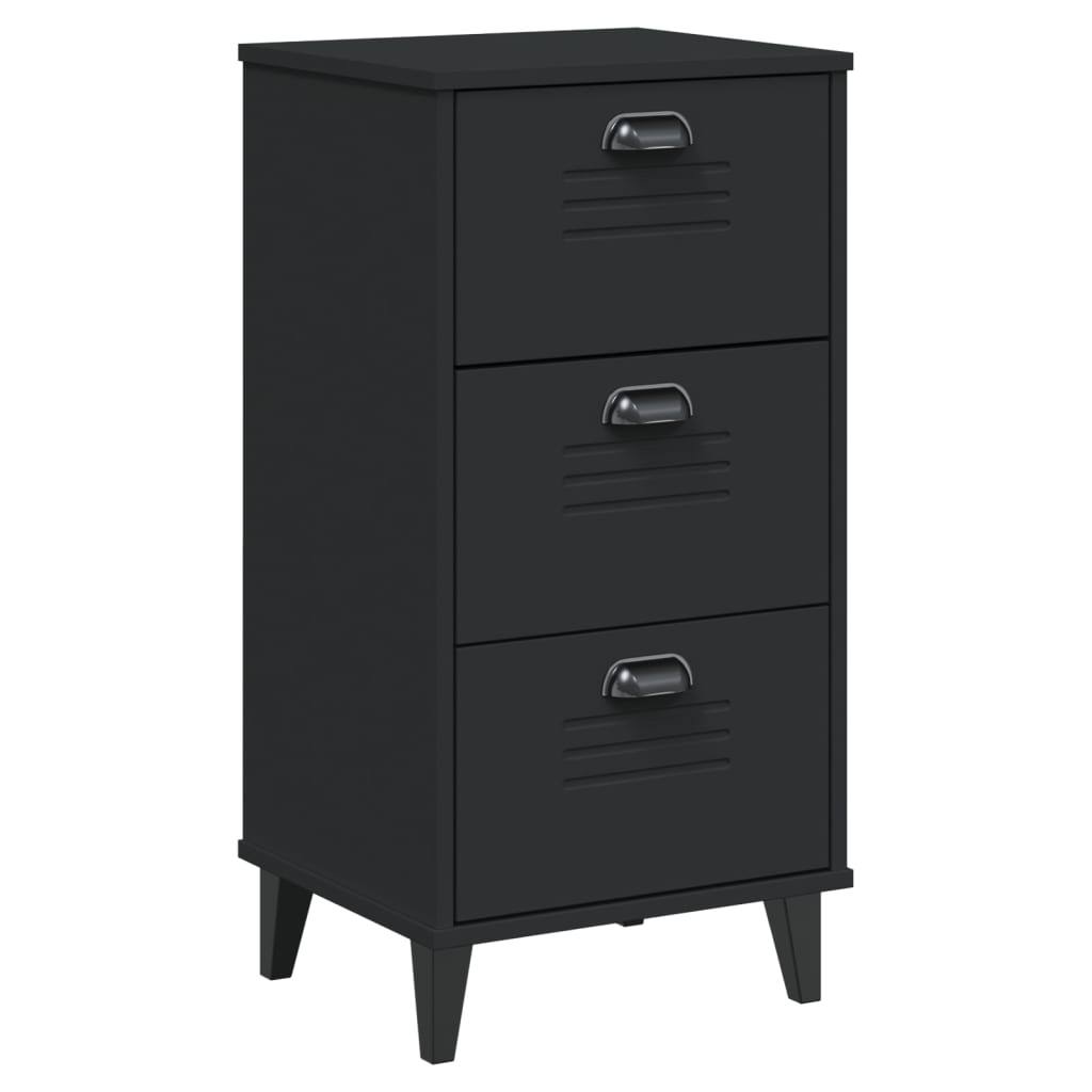 Sleek VIKEN Black Bedside Cabinet - Durable Engineered Wood