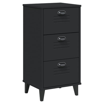 Sleek VIKEN Black Bedside Cabinet - Durable Engineered Wood