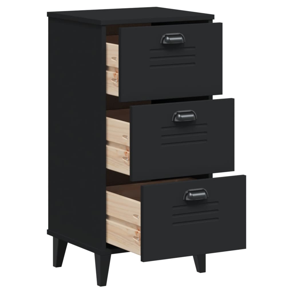 Sleek VIKEN Black Bedside Cabinet - Durable Engineered Wood