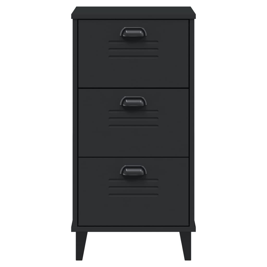 Sleek VIKEN Black Bedside Cabinet - Durable Engineered Wood