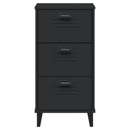 Sleek VIKEN Black Bedside Cabinet - Durable Engineered Wood