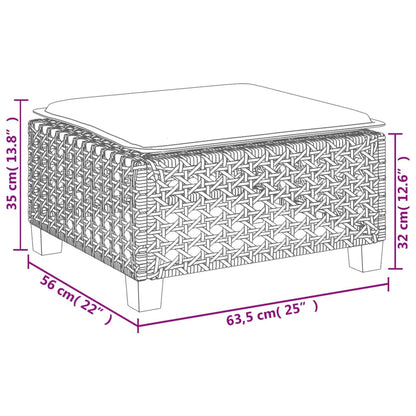 Beige Poly Rattan Garden Stool with Cushion, 63.5x56x32 cm