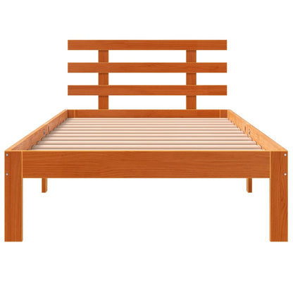 Solid Pine Wood Bed Frame, Wax Brown 75x190 cm Small Single