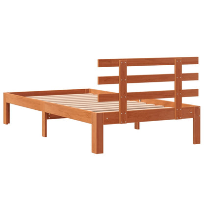Solid Pine Wood Bed Frame, Wax Brown 75x190 cm Small Single