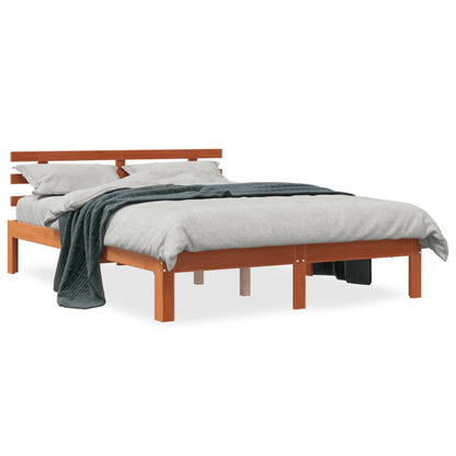 Bed Frame without Mattress Wax Brown 135x190 cm Double Solid Wood Pine