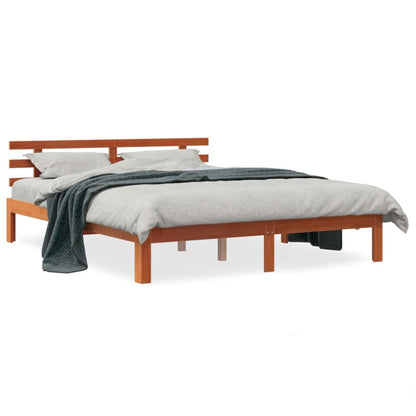 King Size Solid Pine Bed Frame, Wax Brown 150x200 cm