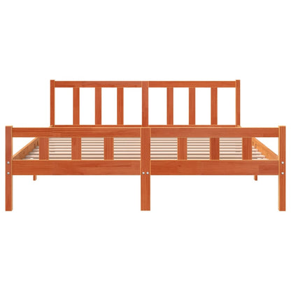 Solid Pine Bed Frame Wax Brown 160x200 cm - No Mattress Included