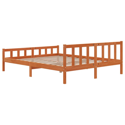 Solid Pine Bed Frame Wax Brown 160x200 cm - No Mattress Included