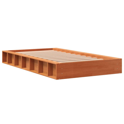 Solid Pine Wood Bed Frame 100x200 cm, Wax Brown Finish
