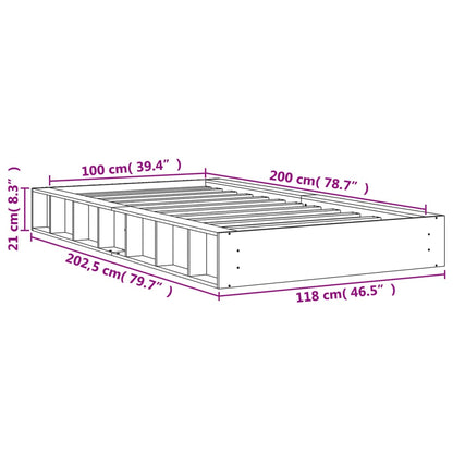 Solid Pine Wood Bed Frame 100x200 cm, Wax Brown Finish