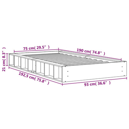 Solid Pine Wood Bed Frame, Wax Brown 75x190 cm - Small Single
