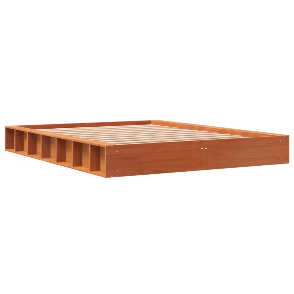 Wax Brown Solid Pine Double Bed Frame 135x190 cm - No Mattress