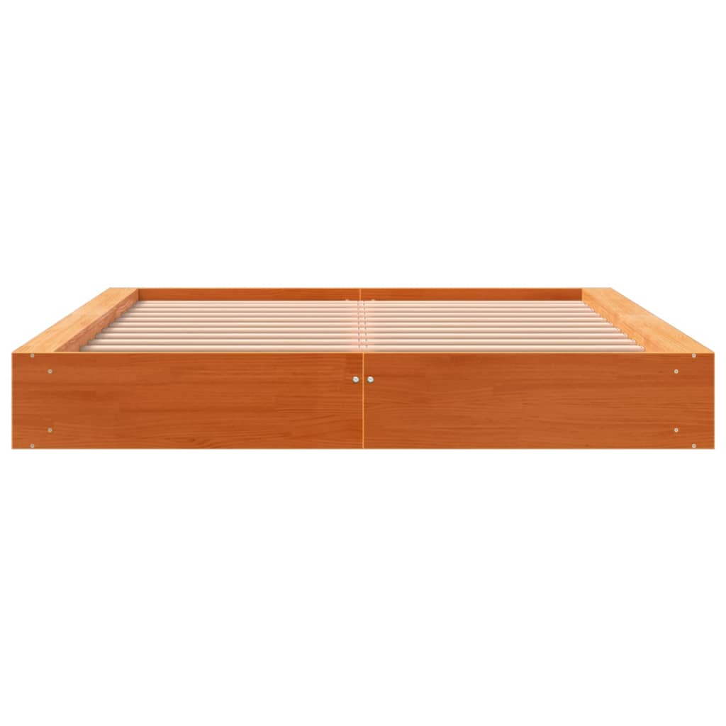 Wax Brown Solid Pine Double Bed Frame 135x190 cm - No Mattress