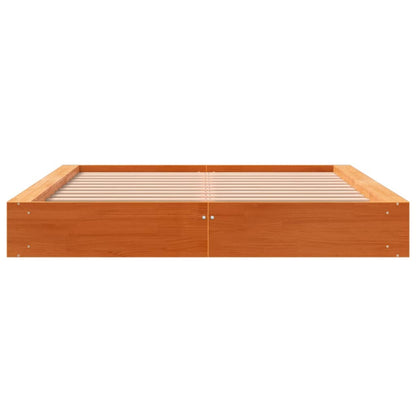 Wax Brown Solid Pine Double Bed Frame 135x190 cm - No Mattress