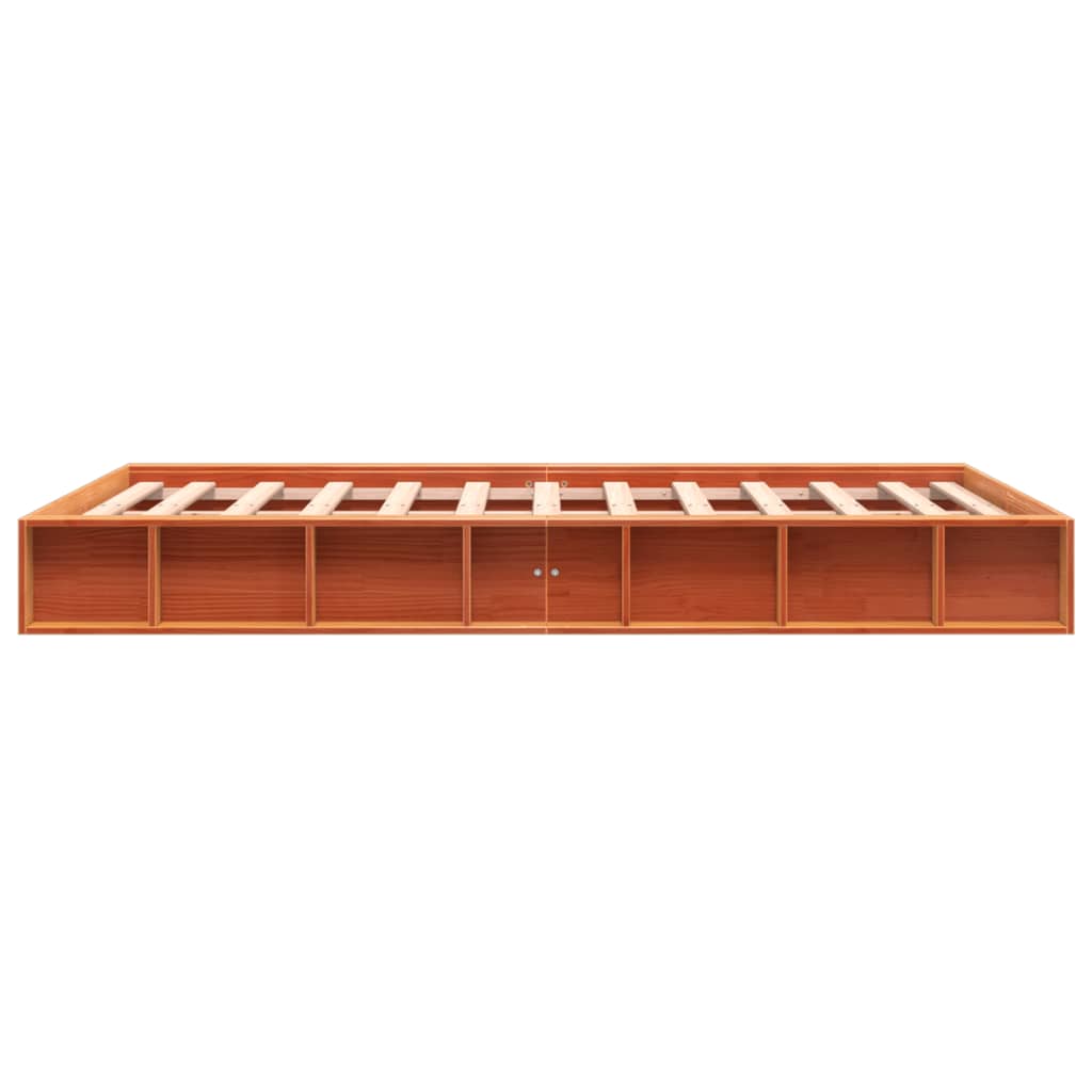 Wax Brown Solid Pine Double Bed Frame 135x190 cm - No Mattress