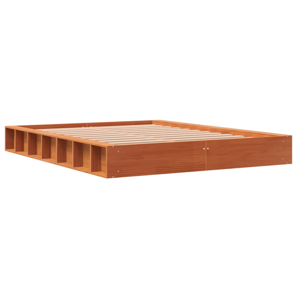 Wax Brown Solid Pine Double Bed Frame 135x190 cm - No Mattress