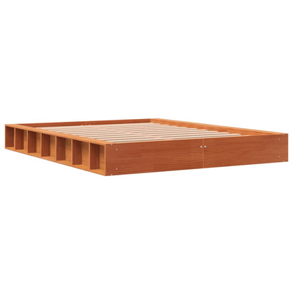 Wax Brown Solid Pine Double Bed Frame 135x190 cm - No Mattress