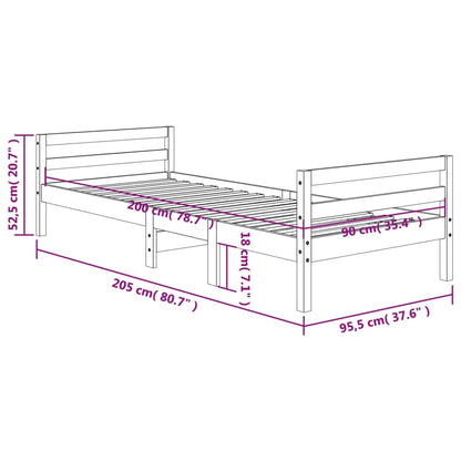 Solid Pine Wood Bed Frame Wax Brown 90x200 cm - Mattress Not Included