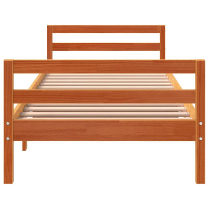 Solid Wood Pine Bed Frame Wax Brown 80x200 cm - No Mattress Included