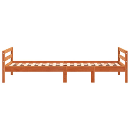 Solid Pine Wood Bed Frame, Wax Brown, 75x190 cm, Small Single