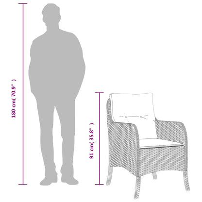 9 Piece Garden Dining Set with Cushions Brown Poly Rattan