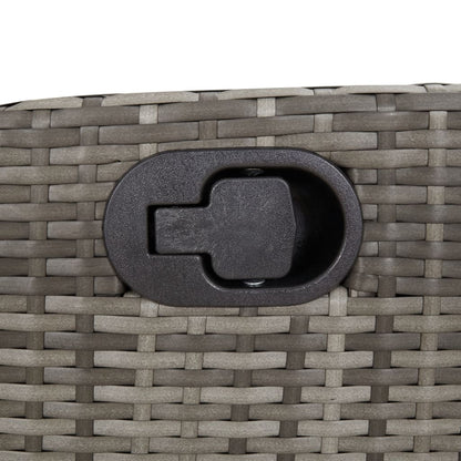 7 Piece Garden Dining Set with Cushions Grey Poly Rattan