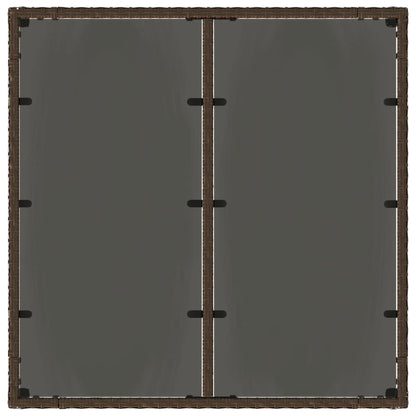Garden Table with Glass Top Brown 90x90x75 cm Poly Rattan