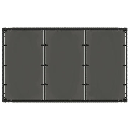 Garden Table with Glass Top Black 150x90x75 cm Poly Rattan