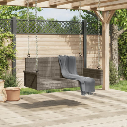 Outdoor Swing Bench Grey - 119x56x48 cm Poly Rattan