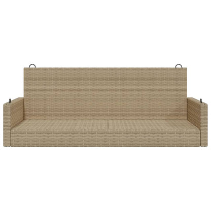 Beige Poly Rattan Swing Bench - 119x56x48 cm Outdoor Seat