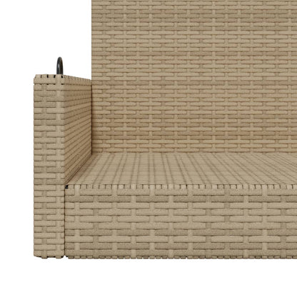 Beige Poly Rattan Swing Bench - 119x56x48 cm Outdoor Seat