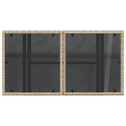 Garden Table with Glass Top Beige 100x55x73 cm Poly Rattan