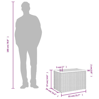 Garden Side Tables 2pcs Beige 55x34x37cm Poly Rattan Solid Wood